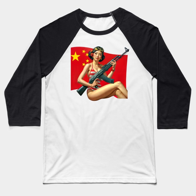 Pinup Girl Baseball T-Shirt by Rawlifegraphic